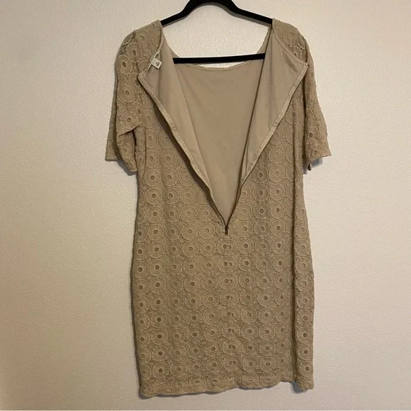 Banana Republic Cream Lace Overlay Cotton Shift Dress Women's Size 14 - Picture 11 of 11
